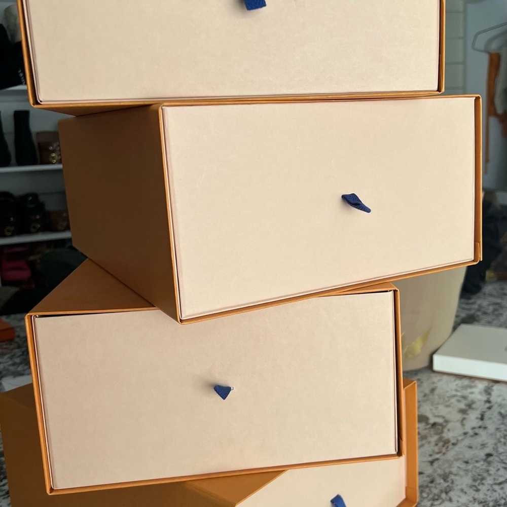 Stackable Tan Storage Boxes